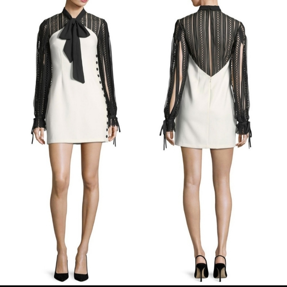 Self-portrait Monochrome Crepe Mini Dress